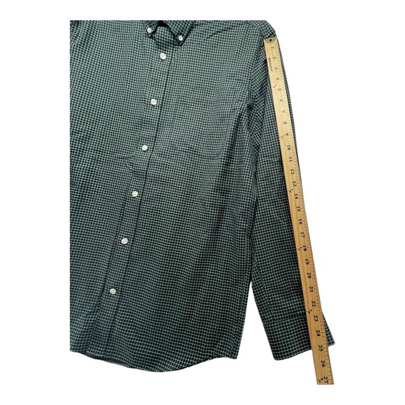 Duluth Trading Shirt Mens Large Wrinkle Fighter Slim Fit Long Sleeve Green Check - Picture 7 of 10